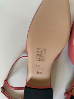 Gucci Women's GG Pink Ballet Flat Leather Sandals 9.5 US (39.5 Eu) IT 754136 NIB
