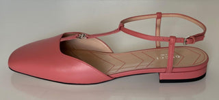 Gucci Women's GG Pink Ballet Flat Leather Sandals 9.5 US (39.5 Eu) IT 754136 NIB