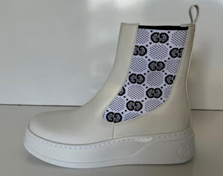 Gucci Women's GG Dali Soft Leather White Boots 9.5 US (39.5 Euro) 718718 IT NIB