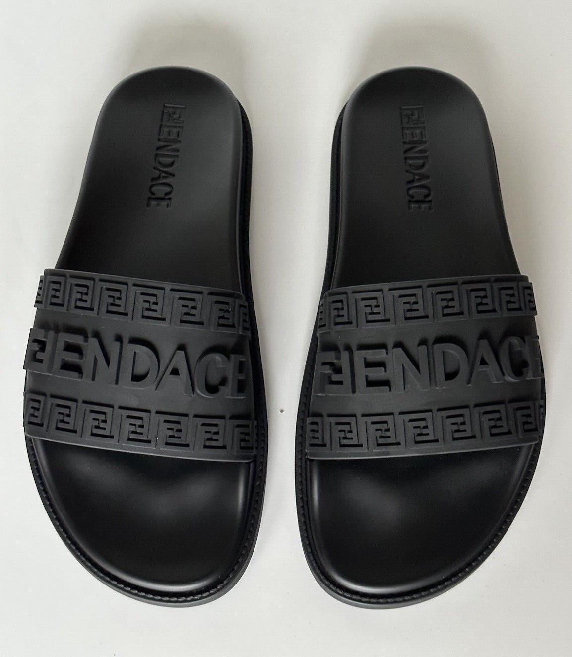 Fendace Fendi&Versace Rubber Slide Sandals Black 11 US/10 UK IT 7X1551 NIB $520