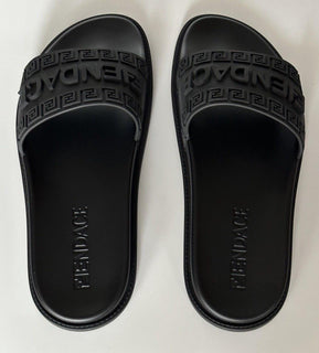 Fendace Fendi&Versace Rubber Slide Sandals Black 11 US/10 UK IT 7X1551 NIB $520