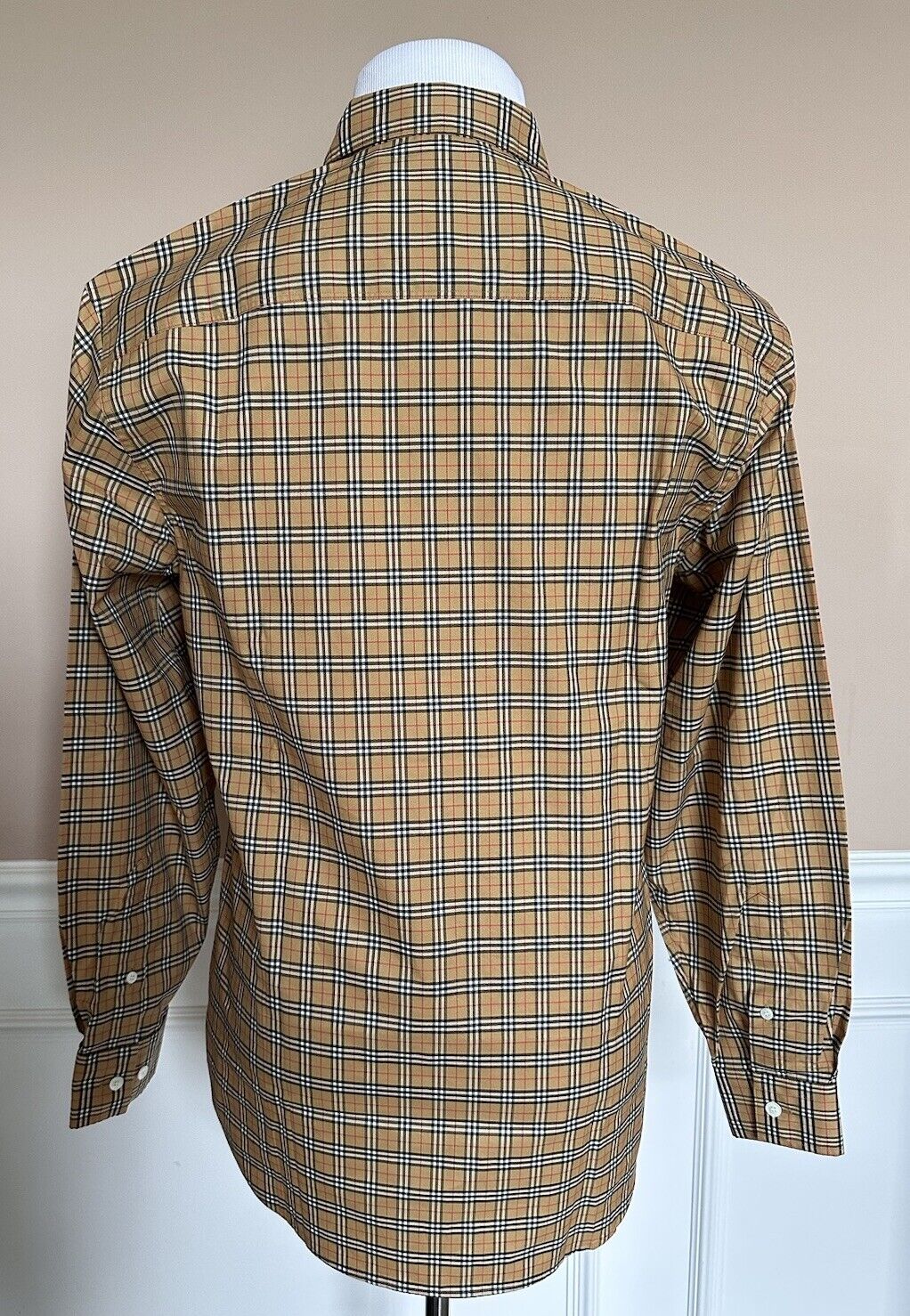 Burberry Manzoni Antique Yellow IP Check Men's Long Sleeve Shirt S 8004263