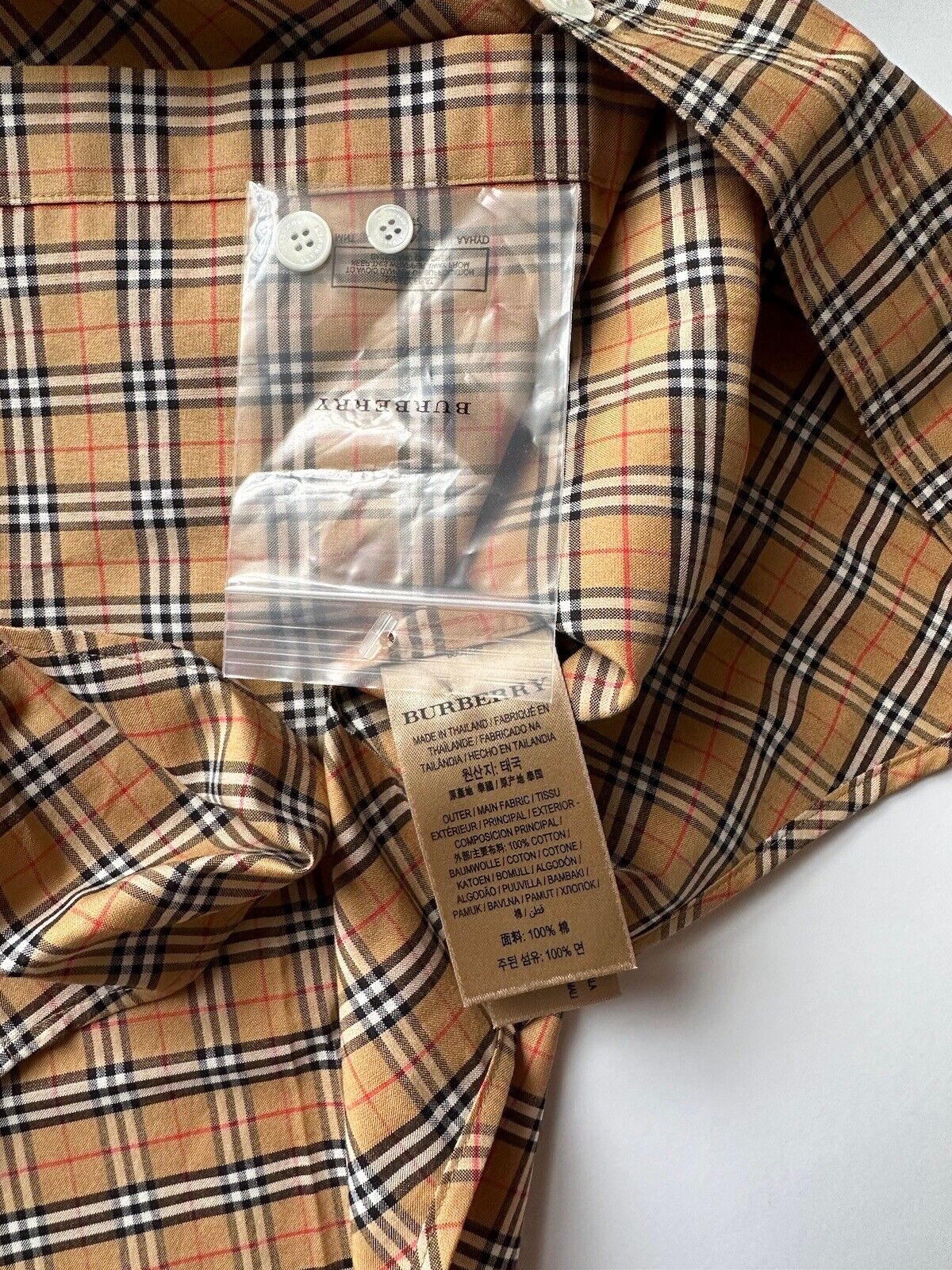 Burberry Manzoni Antique Yellow IP Check Men's Long Sleeve Shirt S 8004263