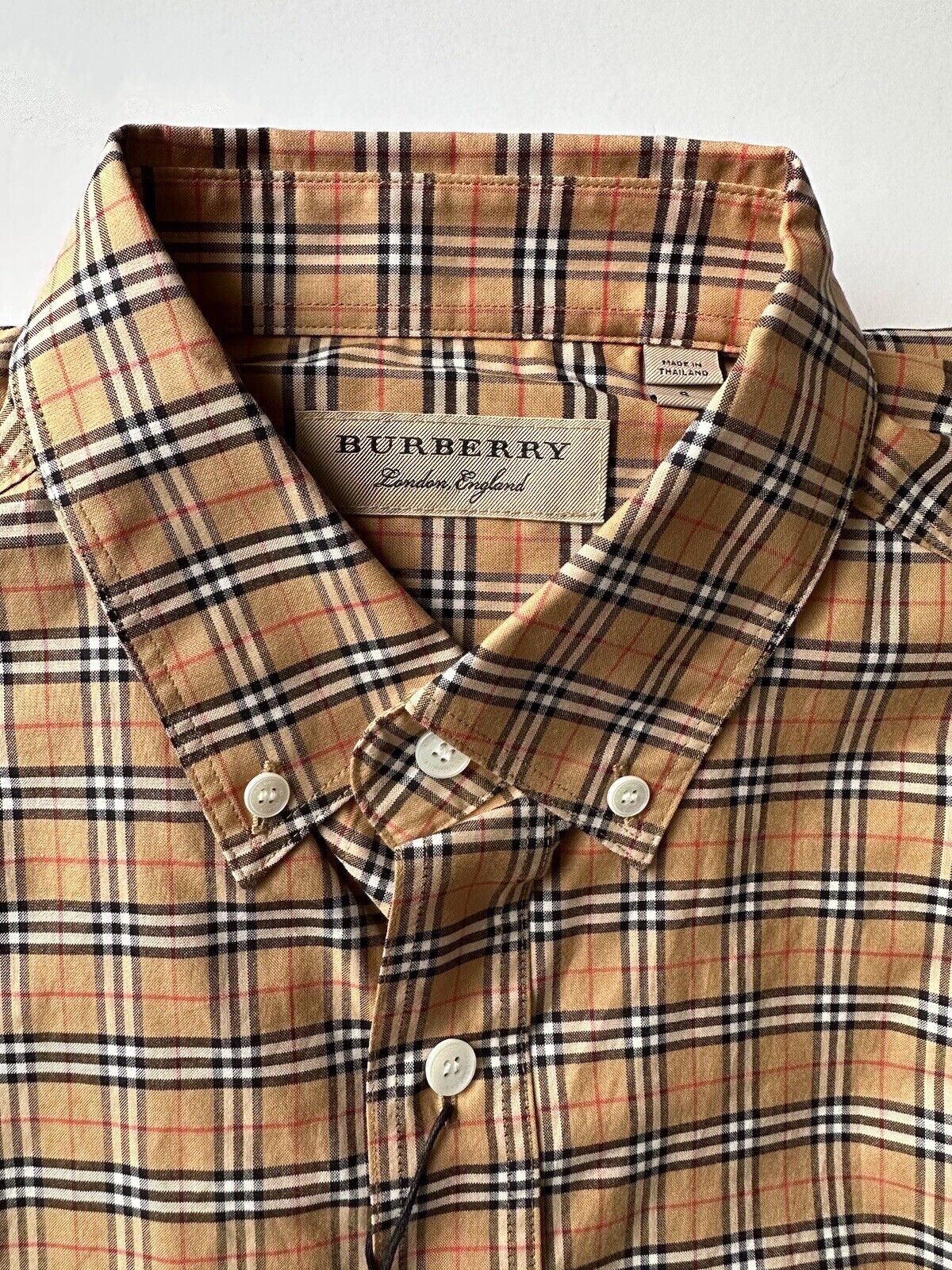 Burberry Manzoni Antique Yellow IP Check Men's Long Sleeve Shirt S 8004263