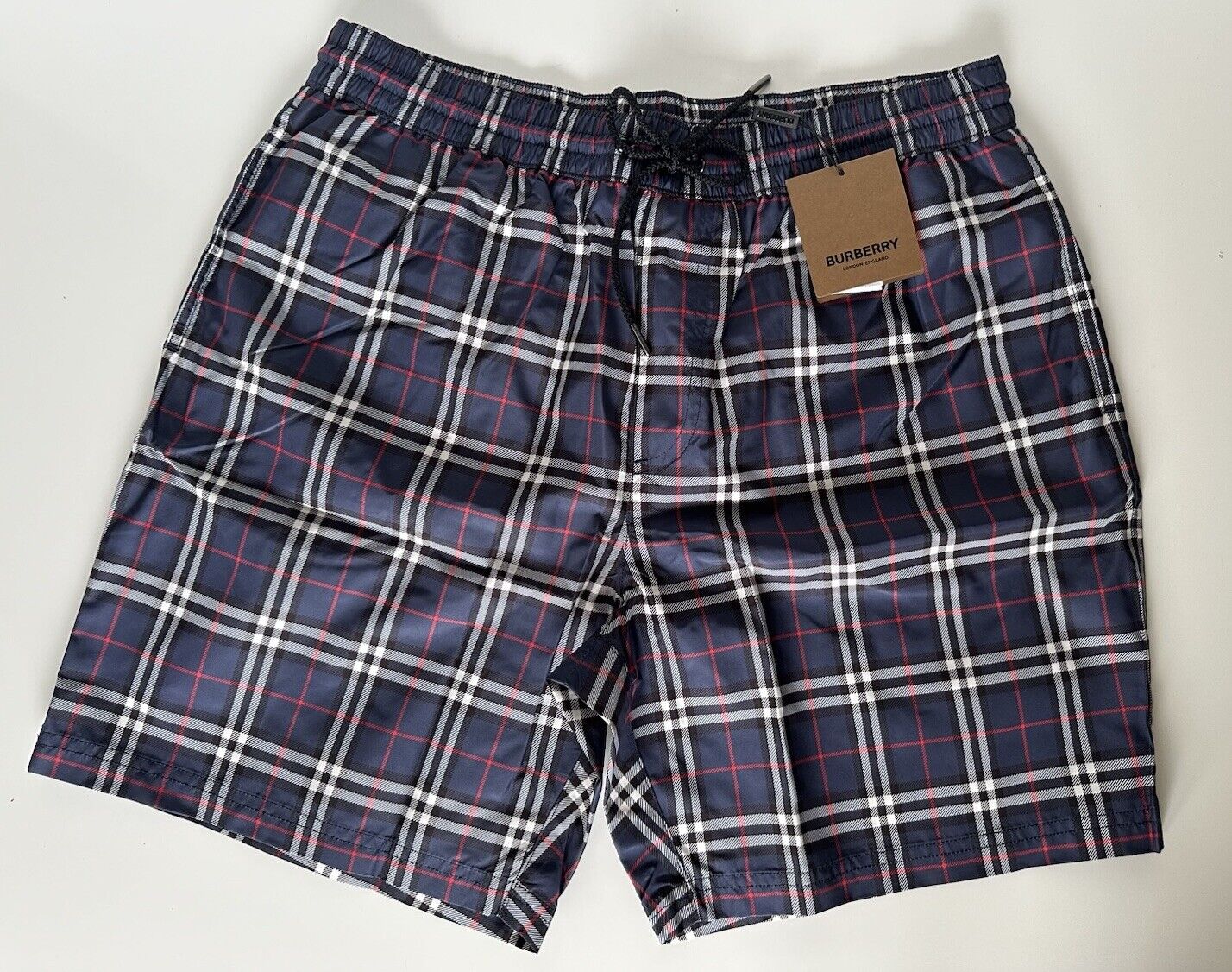 Burberry Men's Guildes Carbon Blue IP Check Boxer Swim Shorts L 8013883 NWT $440