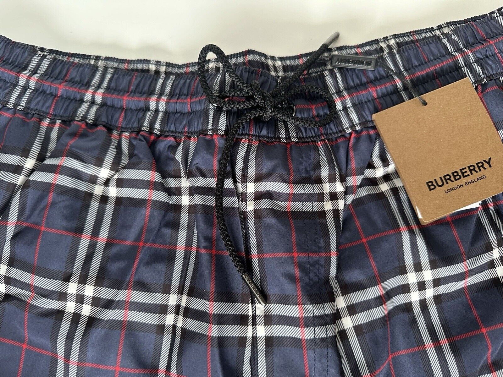 Burberry Men's Guildes Carbon Blue IP Check Boxer Swim Shorts L 8013883 NWT $440