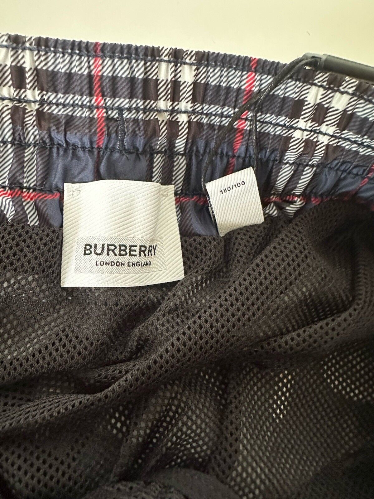 Burberry Men's Guildes Carbon Blue IP Check Boxer Swim Shorts L 8013883 NWT $440