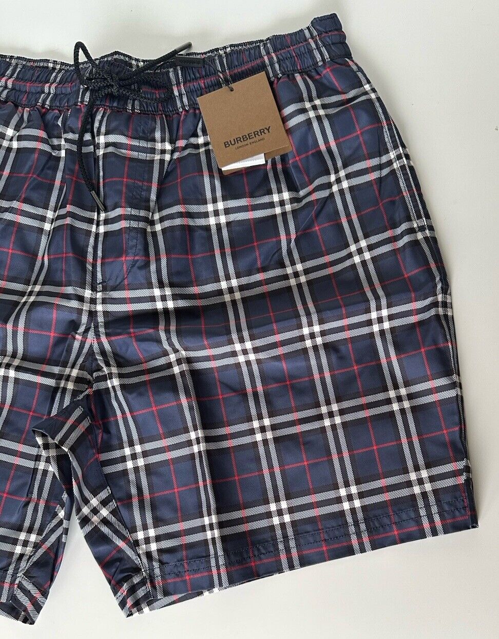 Burberry Men's Guildes Carbon Blue IP Check Boxer Swim Shorts L 8013883 NWT $440