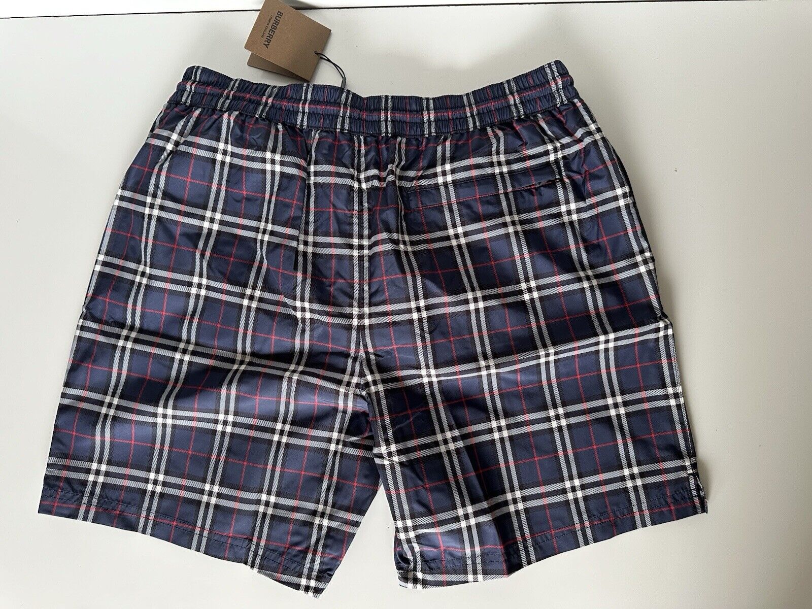 Burberry Men's Guildes Carbon Blue IP Check Boxer Swim Shorts L 8013883 NWT $440