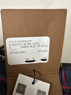 Burberry Men's Guildes Carbon Blue IP Check Boxer Swim Shorts M 8013883 NWT $440