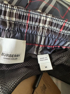 Burberry Men's Guildes Carbon Blue IP Check Boxer Swim Shorts M 8013883 NWT $440