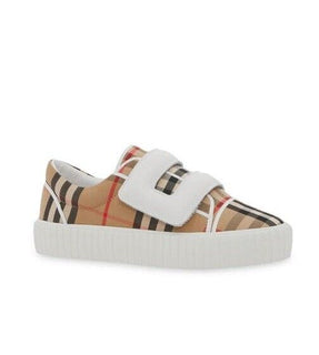 Burberry Baby's Mark Low Top Check Sneakers Beige 26 Euro 3 yrs old 8049401 NIB
