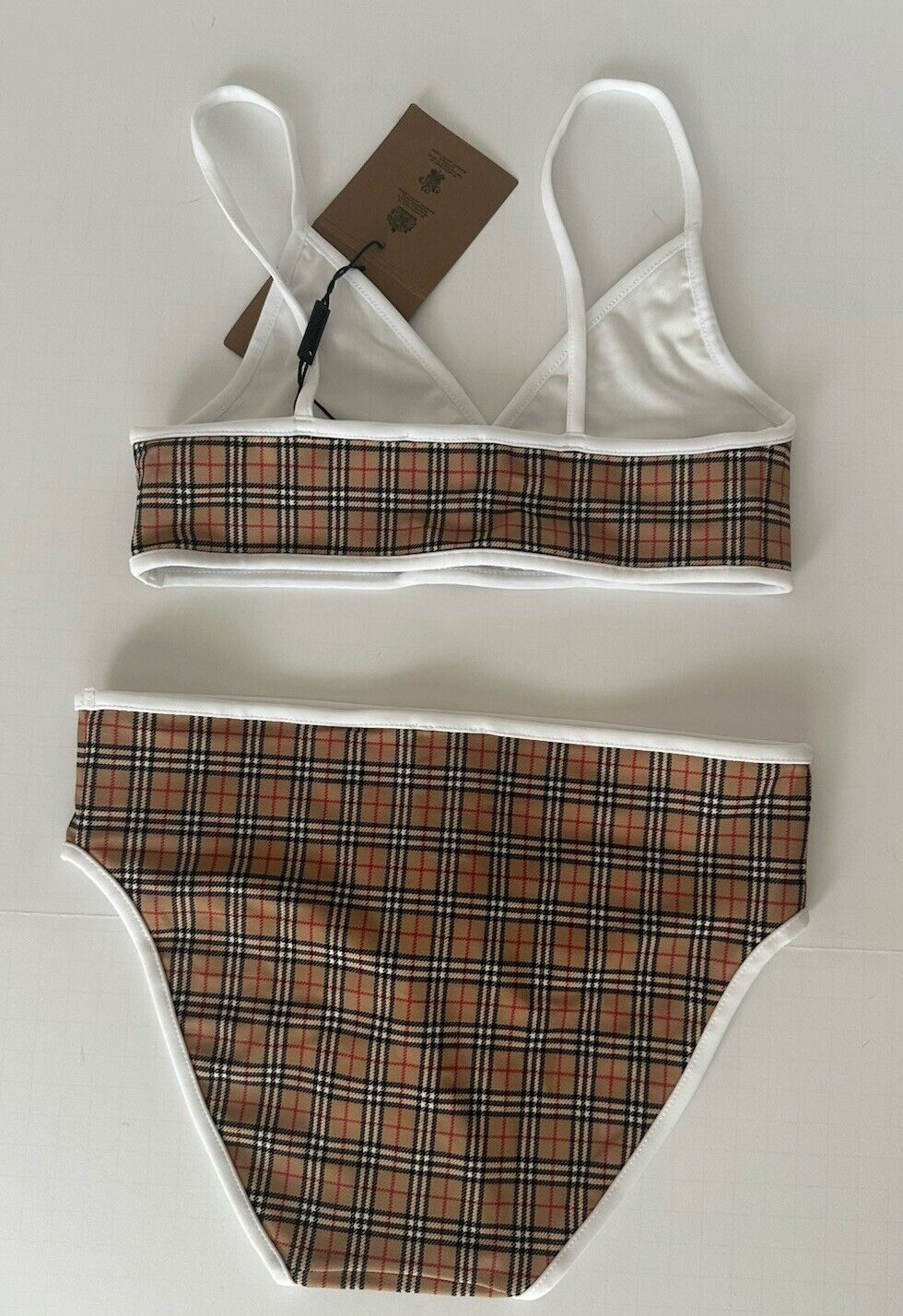 Burberry Crosby Check Girls Beige 2-Piece Swimsuit Bikini 14Y 8047822 NWT $230