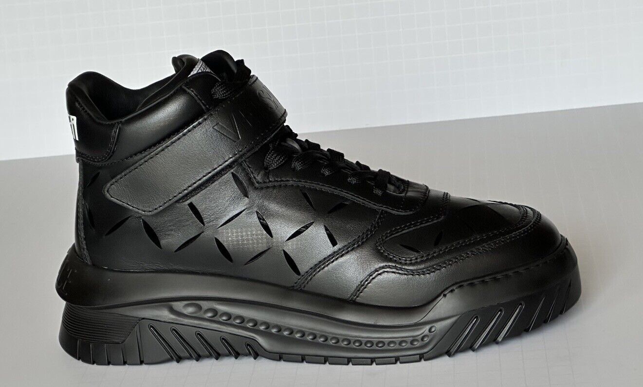 Versace Men's Laserata Leather Sneakers Black 10.5 US (43.5) 1008964 NWT $1175