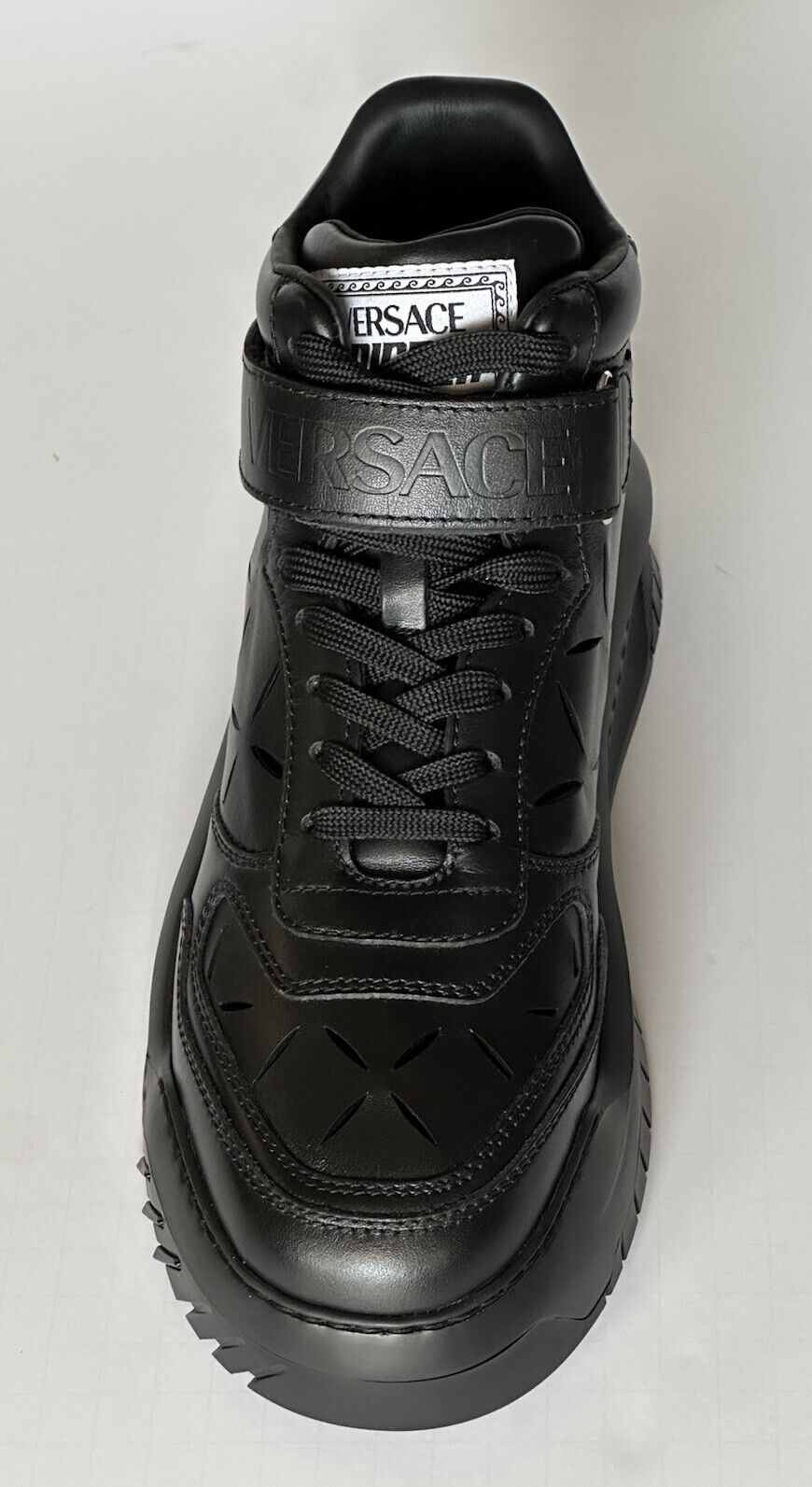 Versace Men's Laserata Leather Sneakers Black 10.5 US (43.5) 1008964 NWT $1175