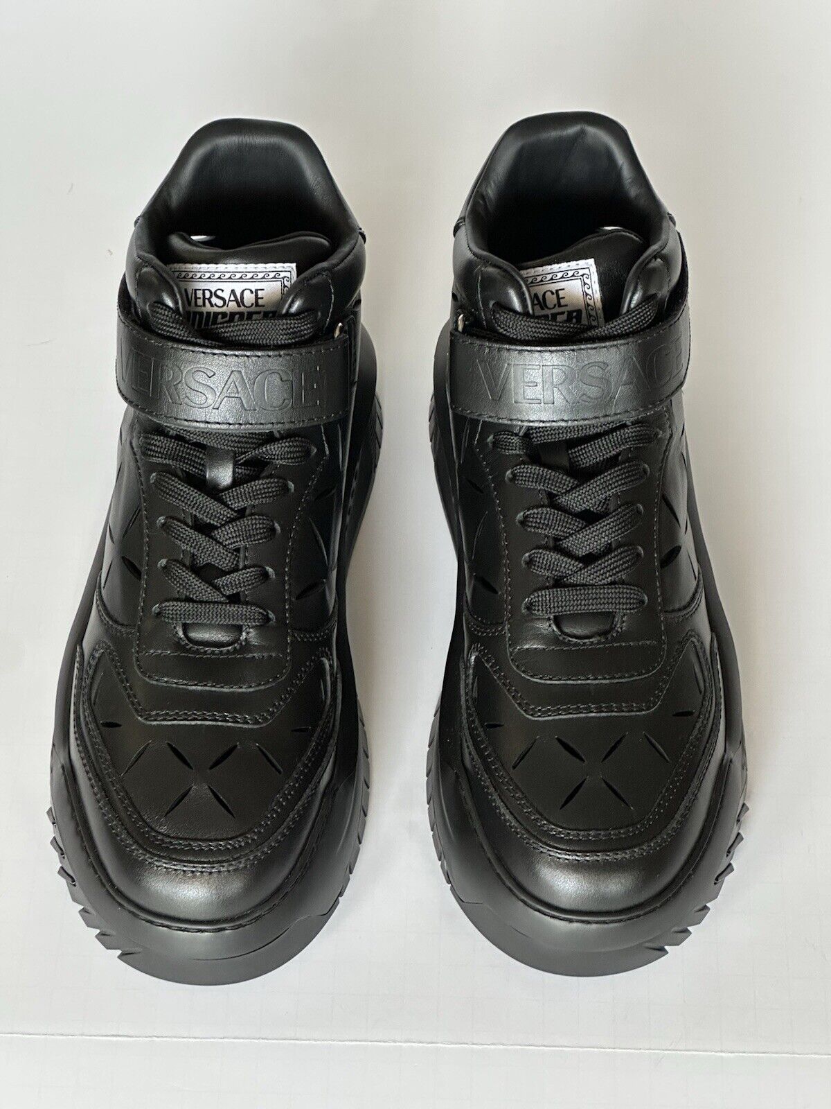 Versace Men's Laserata Leather Sneakers Black 10.5 US (43.5) 1008964 NWT $1175