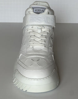 Versace Men's Laserata Leather Sneakers White 10 US (43 Euro) 1008964 NWT $1175