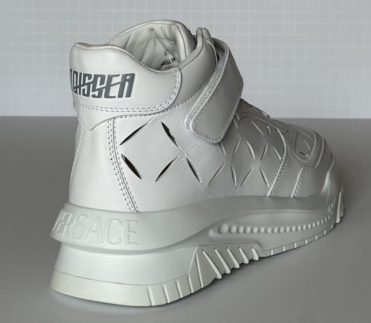 Versace Men's Laserata Leather Sneakers White 14 US (47 Euro) 1008964 NWT $1175