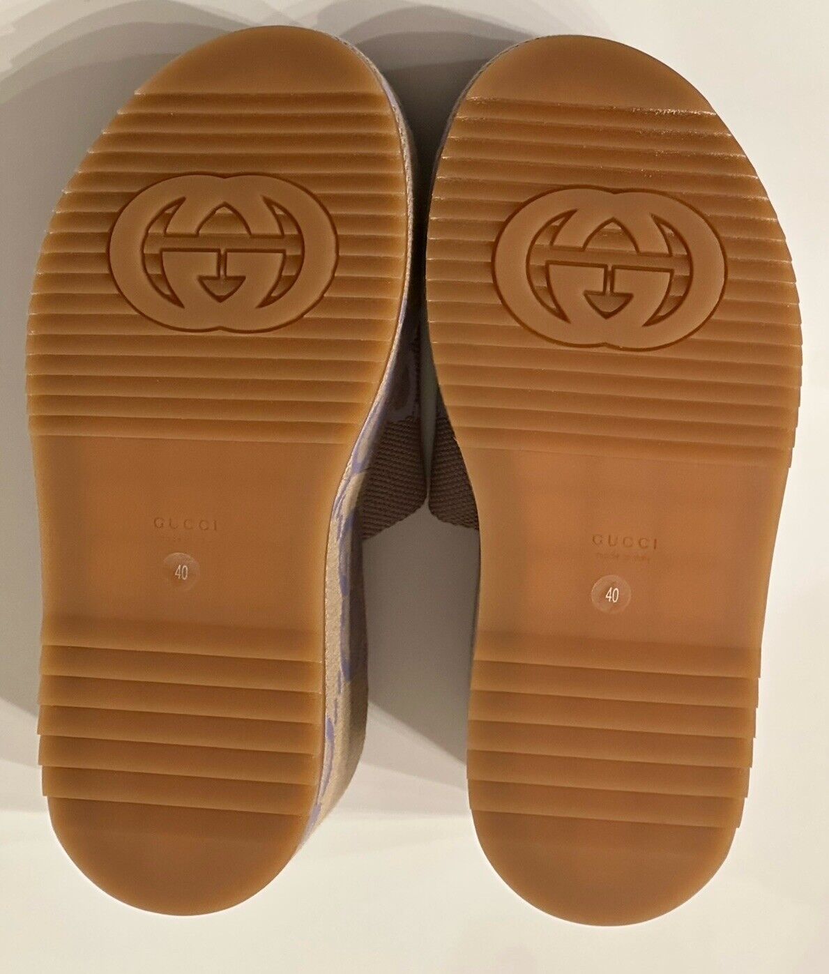 Gucci Women’s GG Sandal Shoes Beige/lapis 10 US ( 40 Euro) 730047 NIB