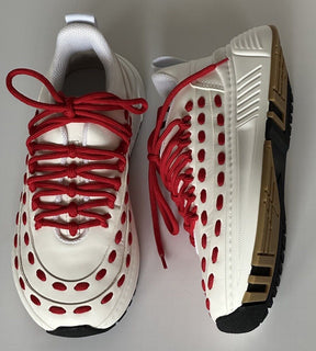 Bottega Veneta Mens Leather White/Red Sneakers 6 US (39 Euro) 578305 NIB $990