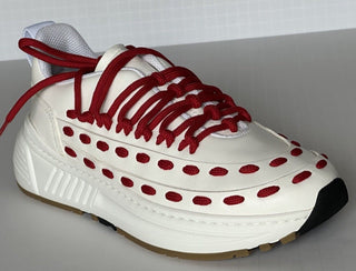 Bottega Veneta Mens Leather White/Red Sneakers 6 US (39 Euro) 578305 NIB $990