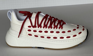 Bottega Veneta Mens Leather White/Red Sneakers 6 US (39 Euro) 578305 NIB $990
