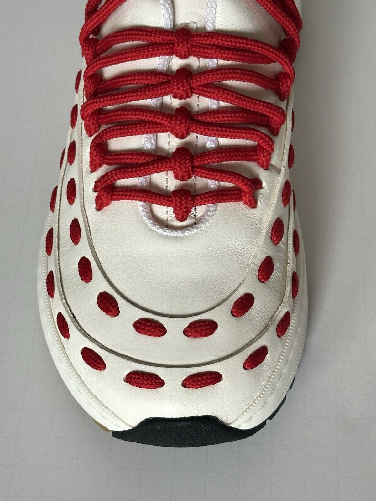 Bottega Veneta Mens Leather White/Red Sneakers 8 US (41 Eu) 578305 NIB $990