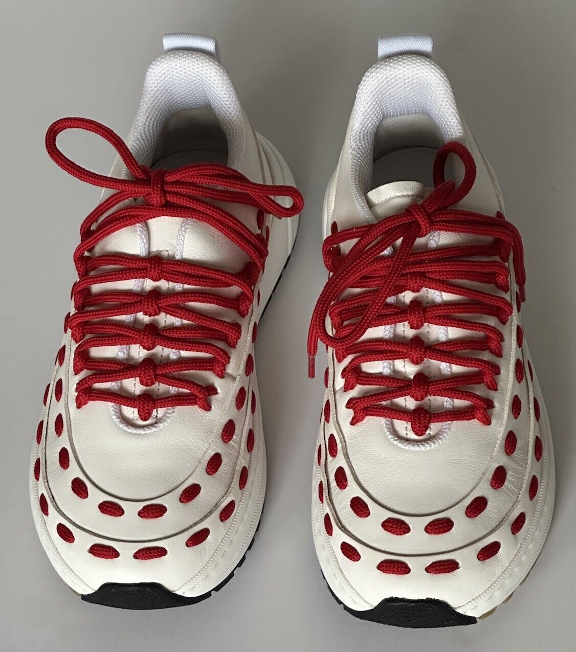 Bottega Veneta Mens Leather White/Red Sneakers 8 US (41 Eu) 578305 NIB $990