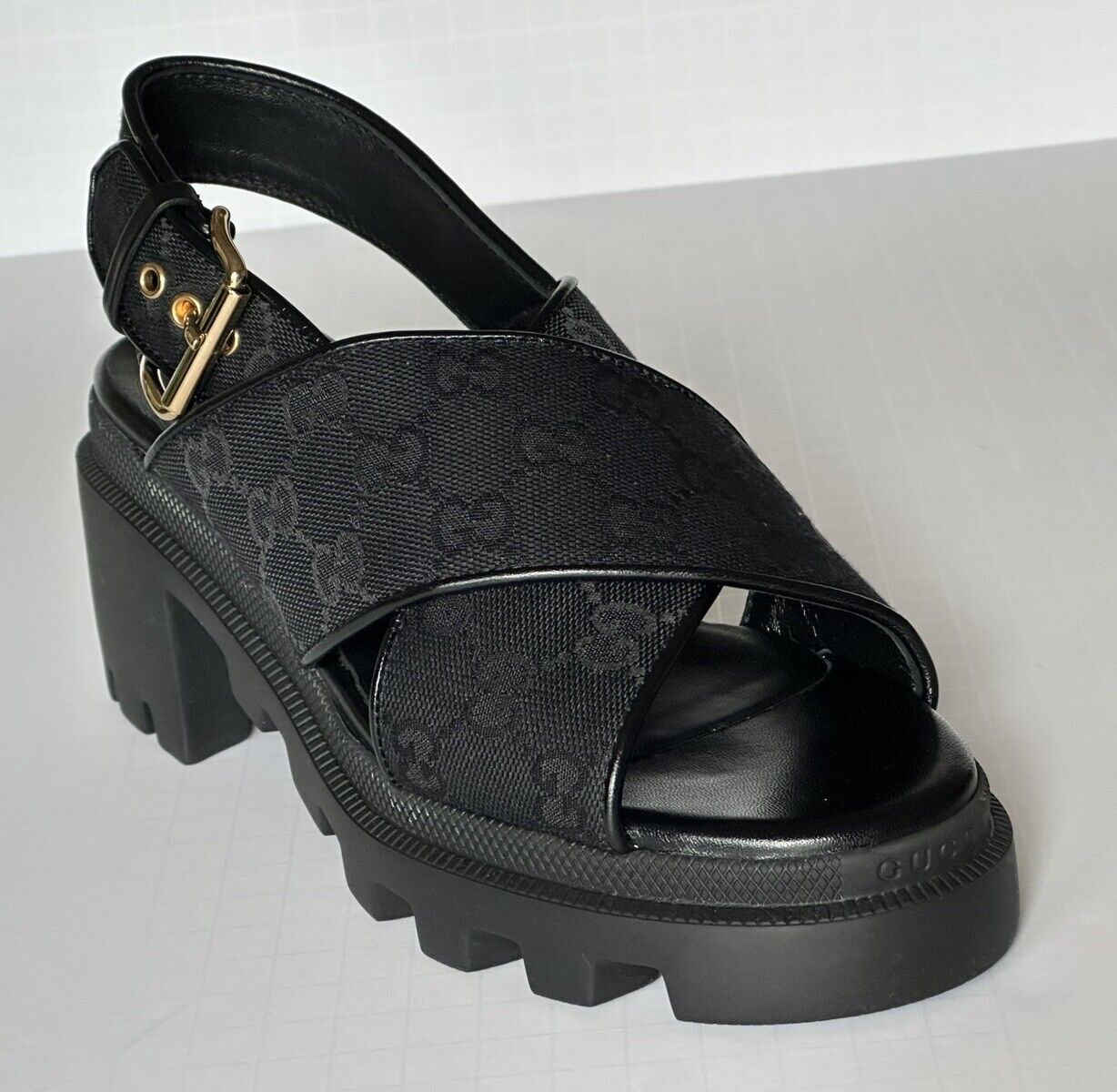 Gucci Monogram GG Granada Women’s Sandals Black 6.5 US (36.5 Eu) 749795 NIB $900