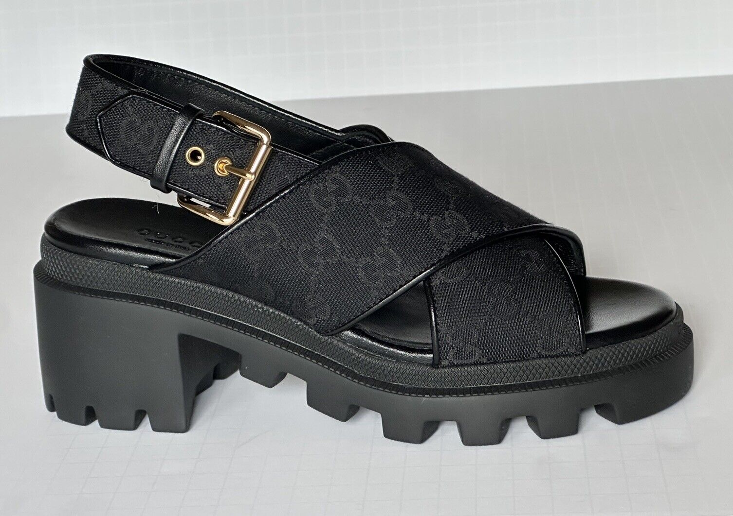 Gucci Monogram GG Granada Women’s Sandals Black 6.5 US (36.5 Eu) 749795 NIB $900