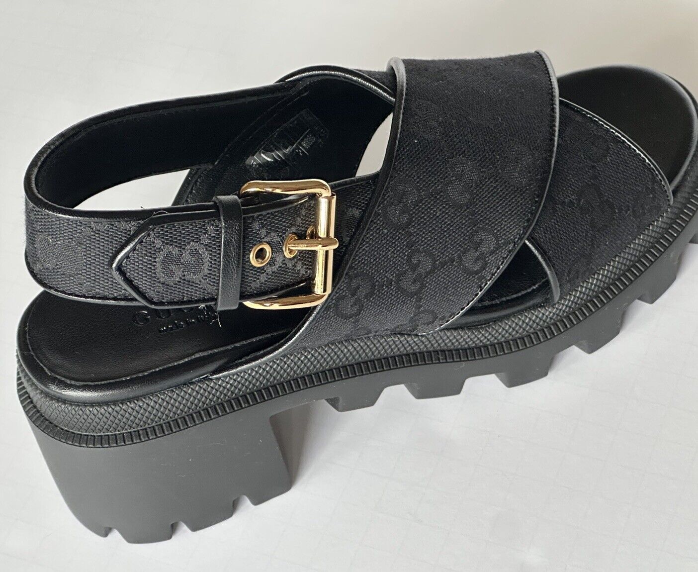 Gucci Monogram GG Granada Women’s Sandals Black 6.5 US (36.5 Eu) 749795 NIB $900