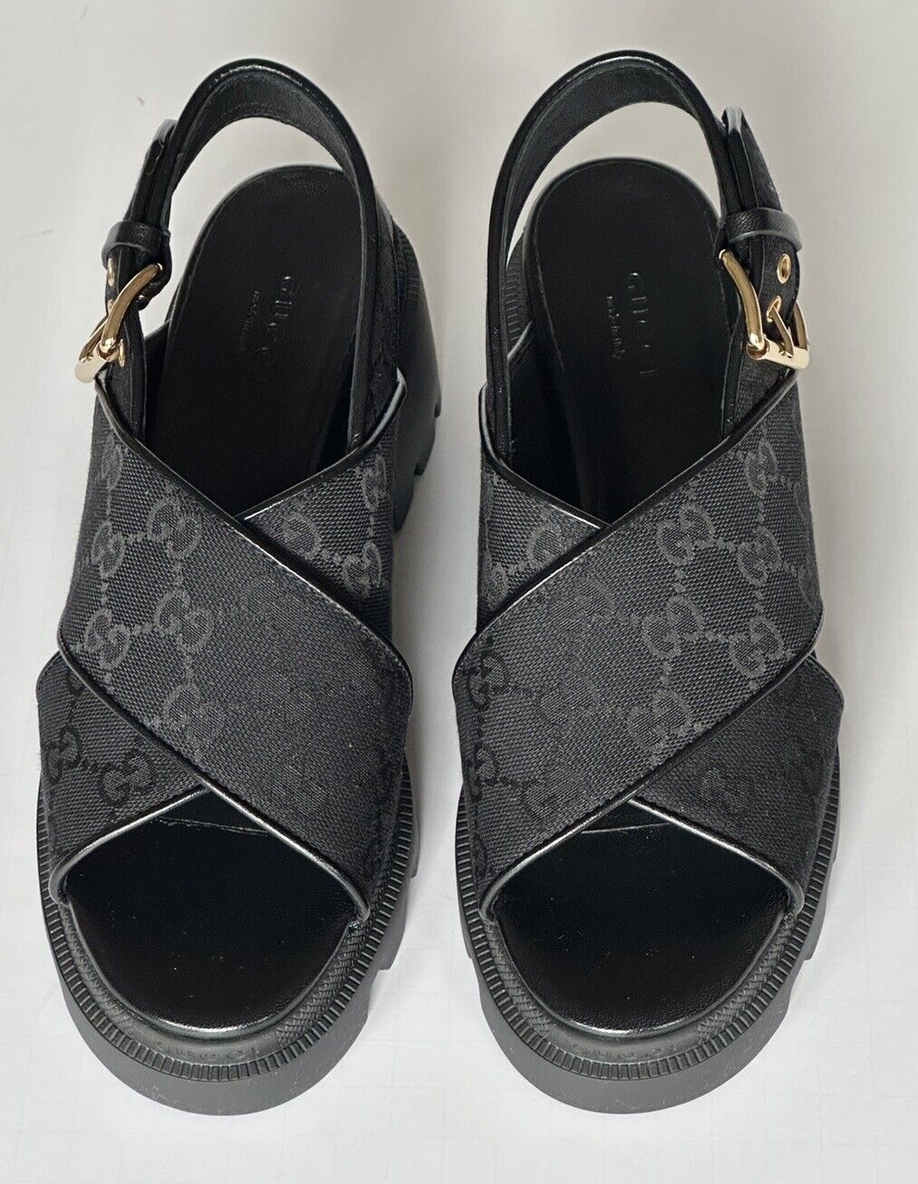 Gucci Monogram GG Granada Women’s Sandals Black 6.5 US (36.5 Eu) 749795 NIB $900