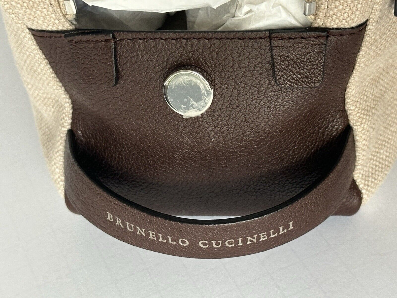 Brunello Cucinelli Leather-Trimmed Canvas Brown Travel Case Italy NWT $1175