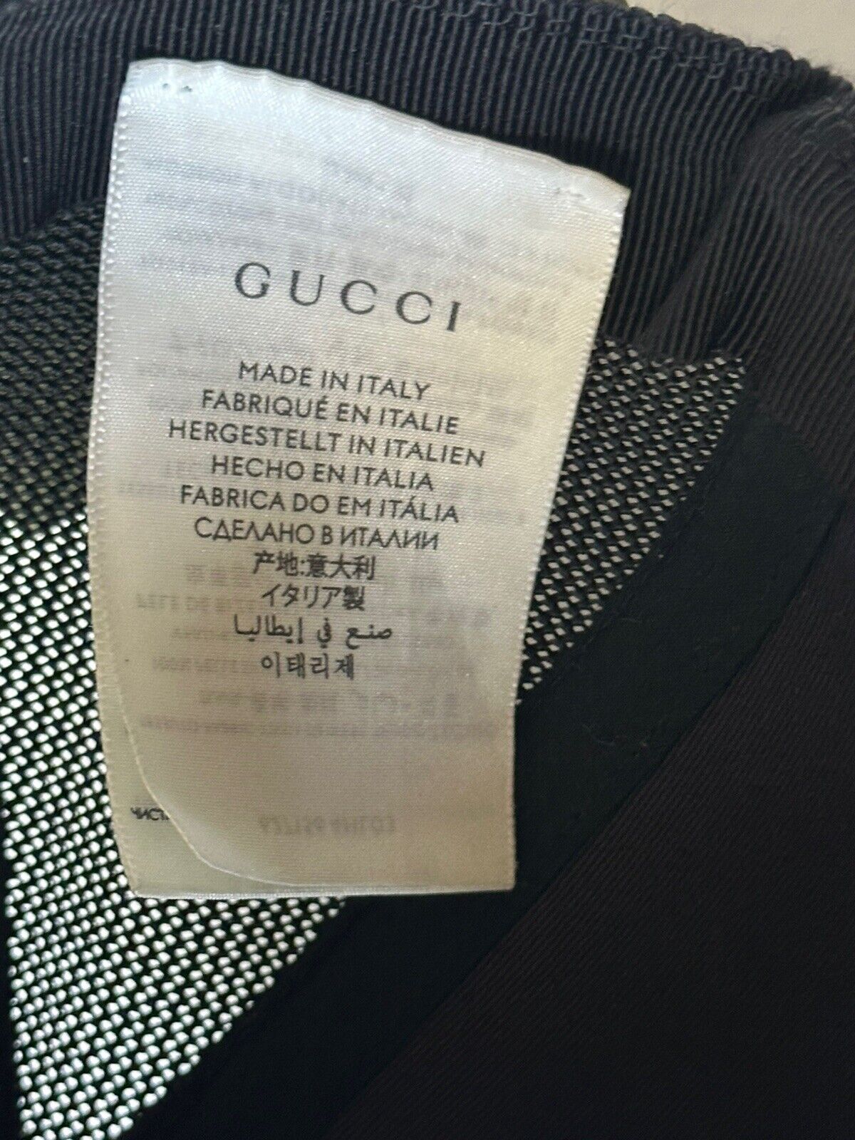 Gucci GG Print Leather Mesh Baseball Cap Black Hat M (58 cm) Italy 627156 NWT