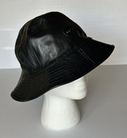 Gucci GG Leather Black Bucket Hat Made in Italy Medium (58 cm) 727239 NWT