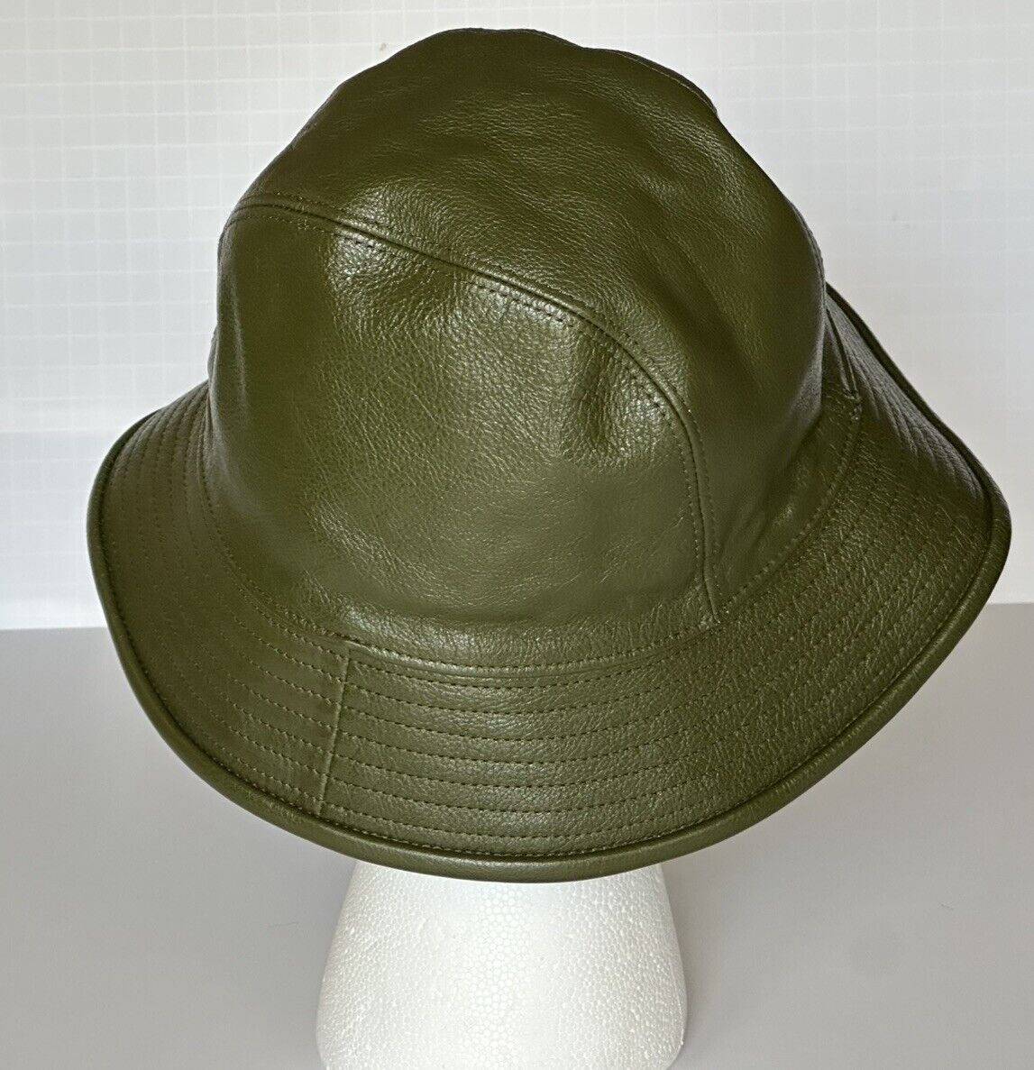 Gucci GG Leather Dark Green Bucket Hat Made in Italy Small (57 cm) 727239 NWT