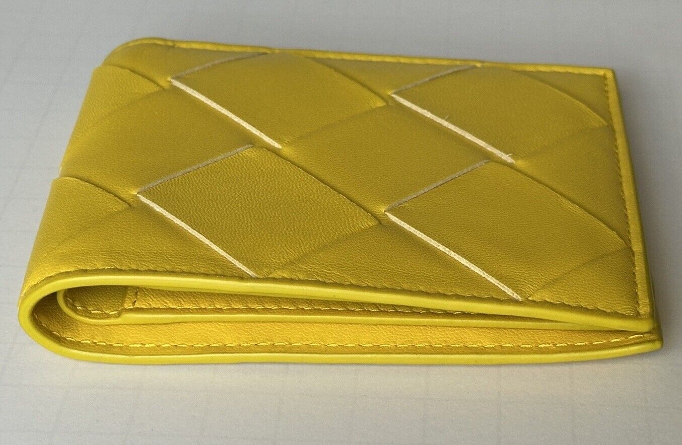 Bottega Veneta Intrecciato Leather Yellow Bi-fold Wallet 113993 NWT