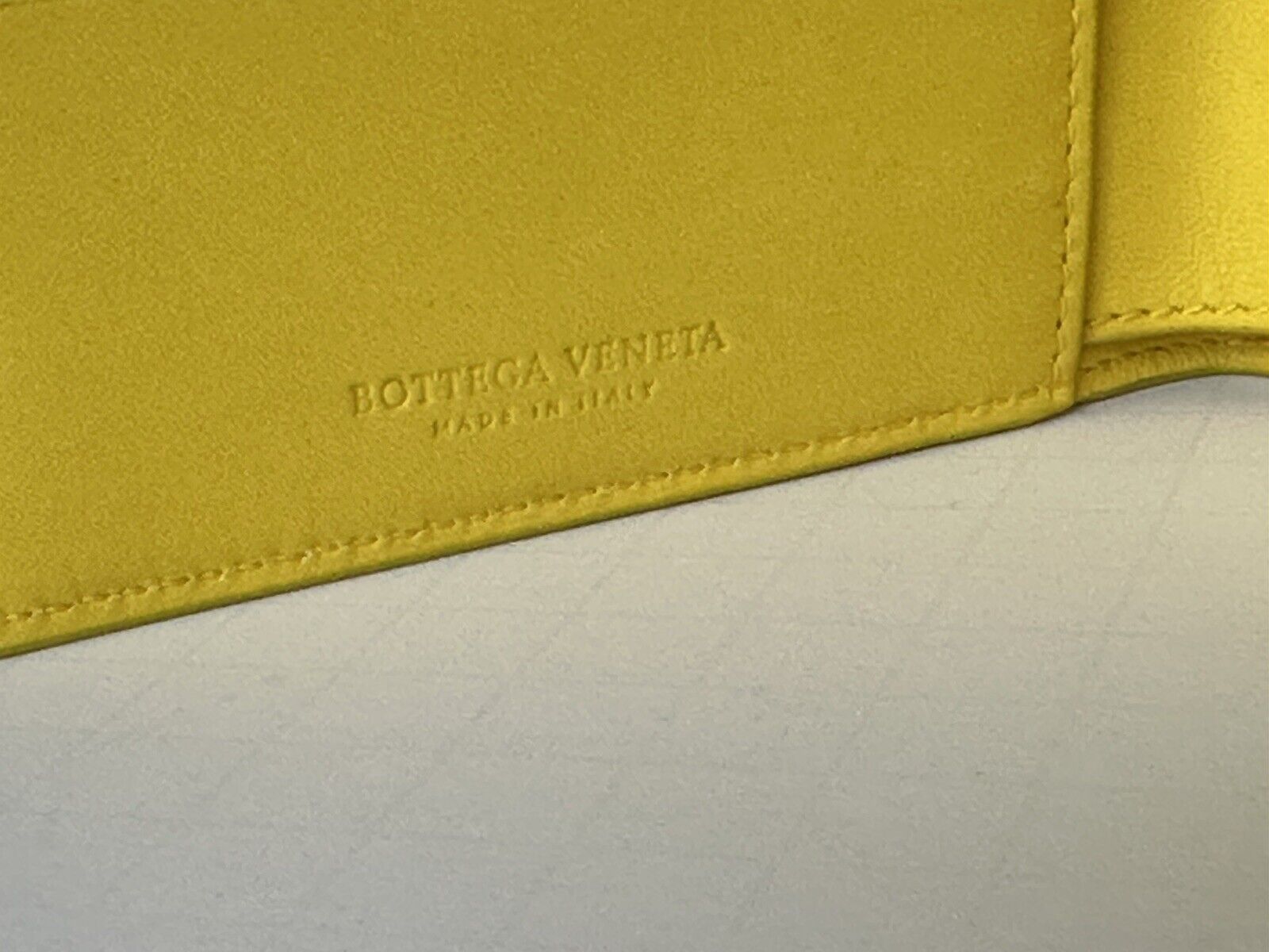 Bottega Veneta Intrecciato Leather Yellow Bi-fold Wallet 113993 NWT