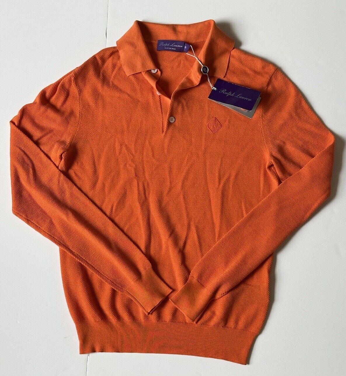 Ralph Lauren Purple Label Men's Orange Silk-Cotton Polo Shirt XS Italy NWT