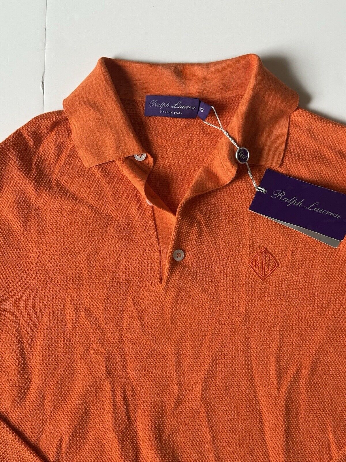 Ralph Lauren Purple Label Men's Orange Silk-Cotton Polo Shirt XS Italy NWT