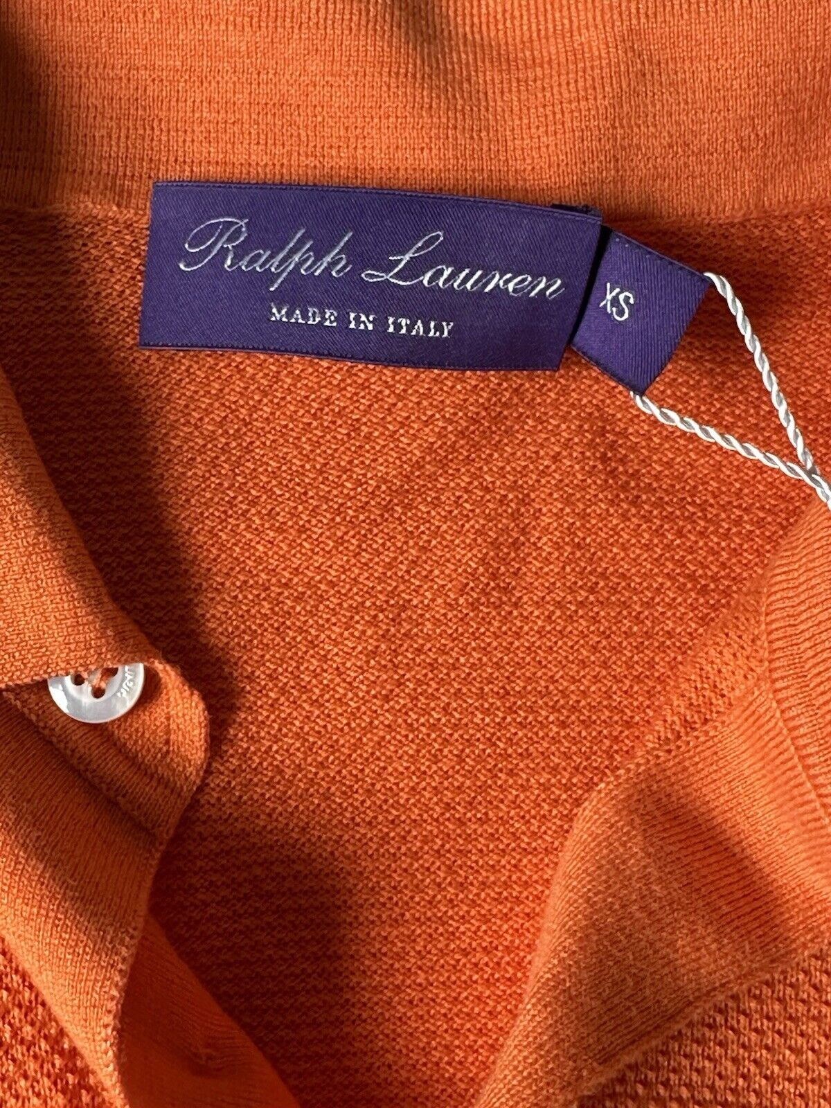 Ralph Lauren Purple Label Men's Orange Silk-Cotton Polo Shirt XS Italy NWT