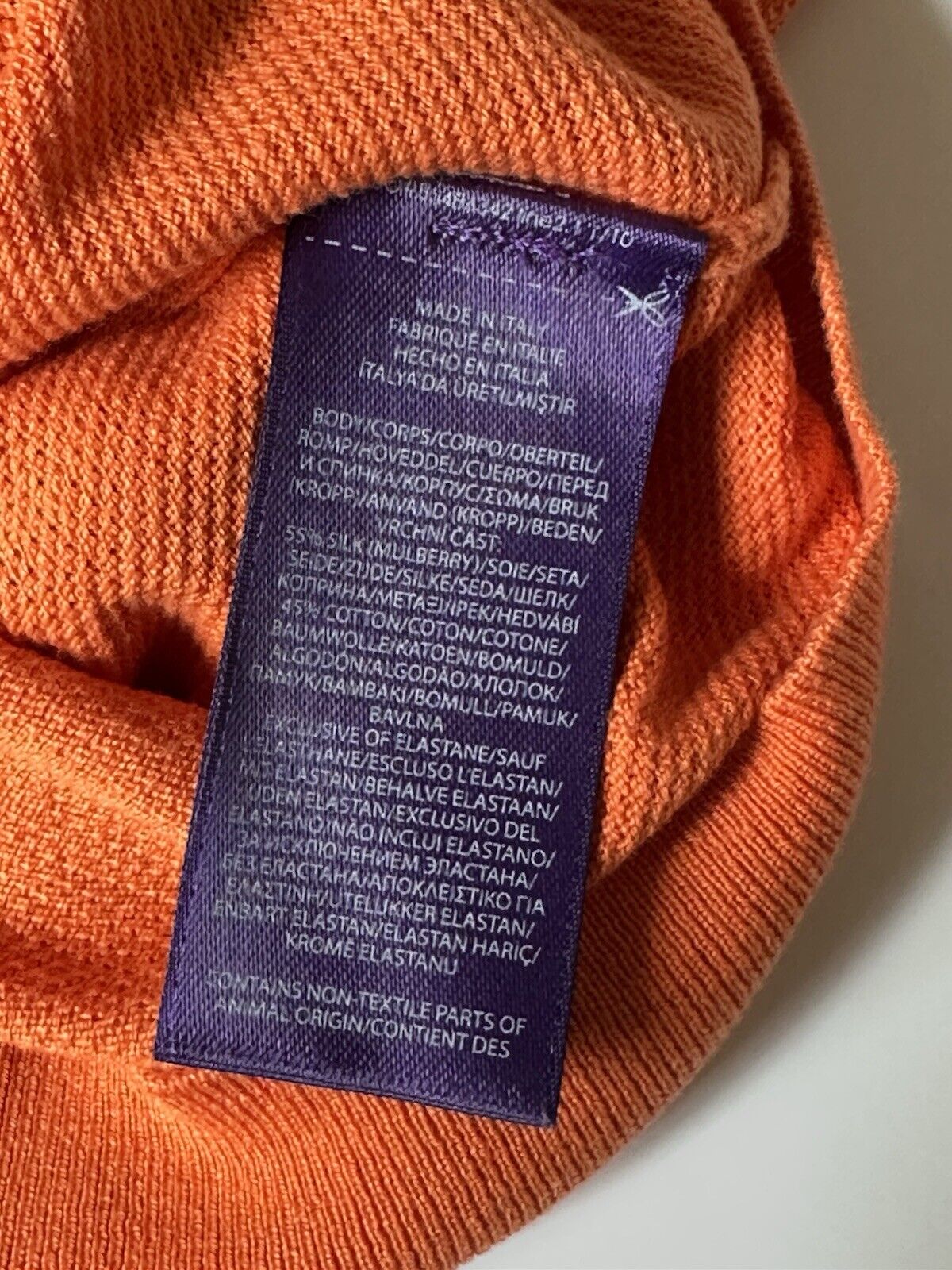 Ralph Lauren Purple Label Men's Orange Silk-Cotton Polo Shirt XS Italy NWT