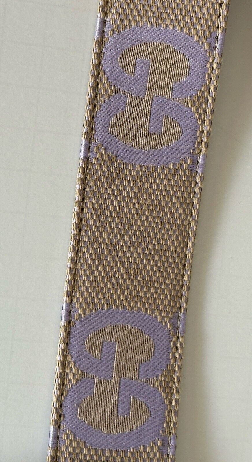 Gucci Women's GG Marmont Belt in Beige/Purple Canvas/Leather 85/34 IT 400593 NWT