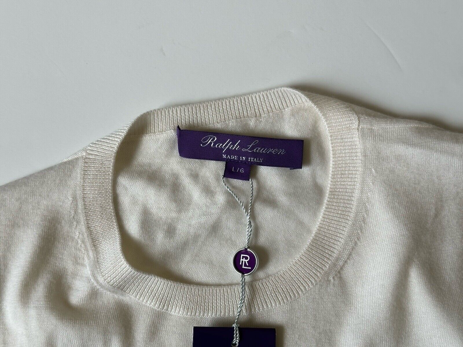 Ralph Lauren Purple Label Women’s Cashmere Cream Sweater Large NWT $890