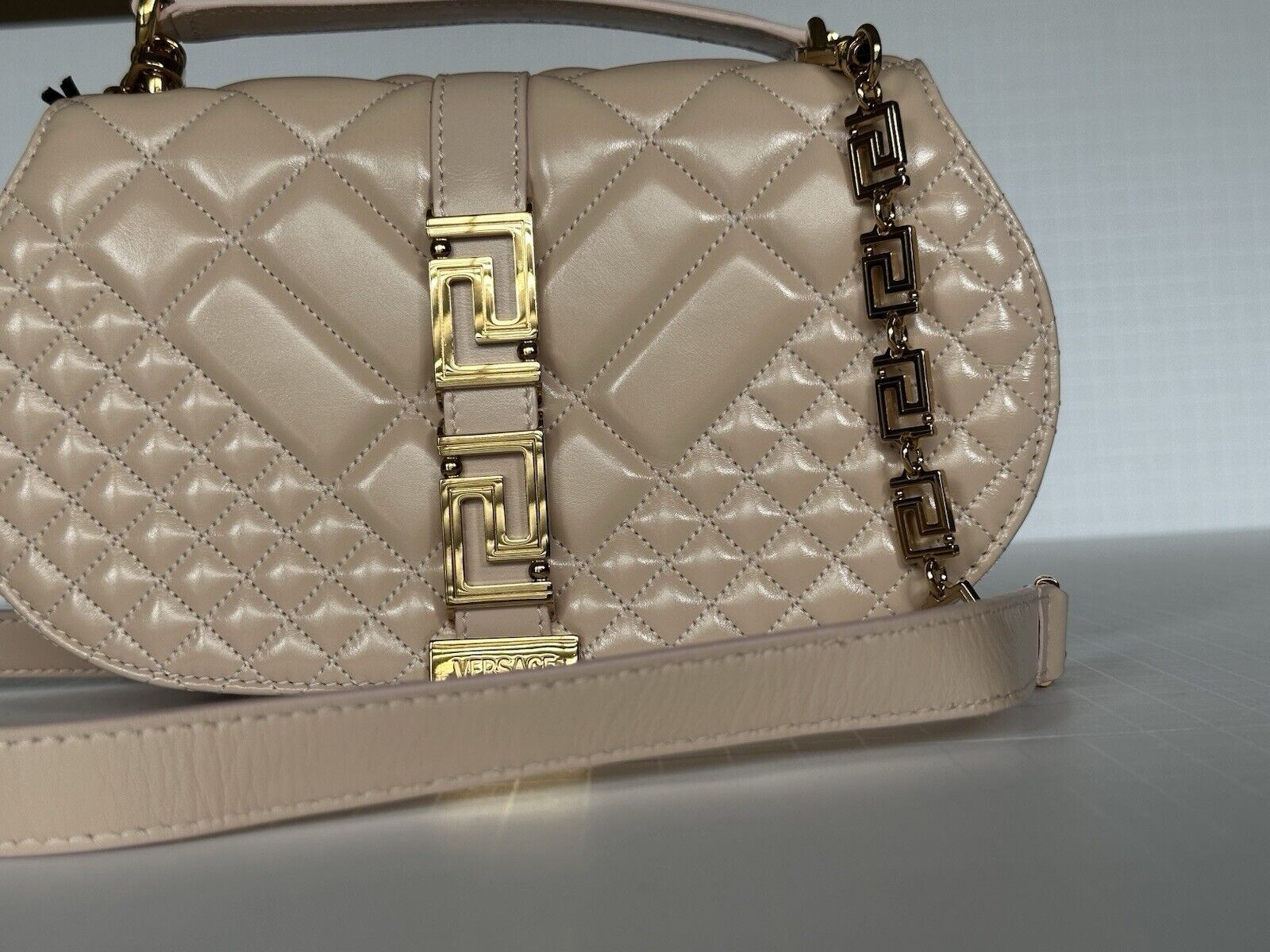 Versace Quilted Calf Leather Pink Medium Shoulder Bag 1011178 IT NWT $2995