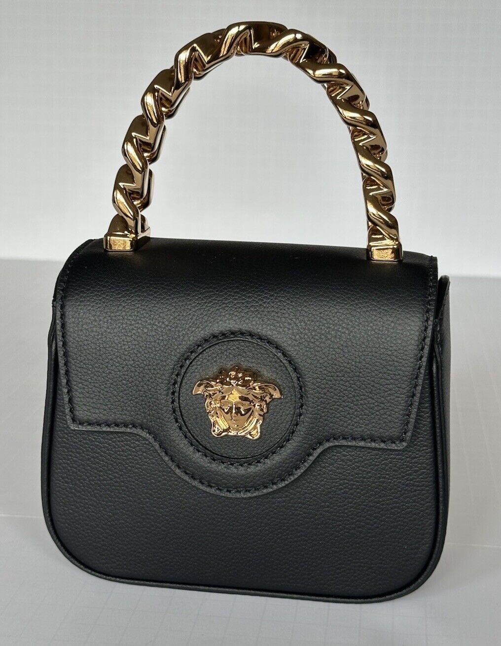 Versace Leather Black and Gold Chain Mini Top Handle Bag 1003016 IT NWT $1650