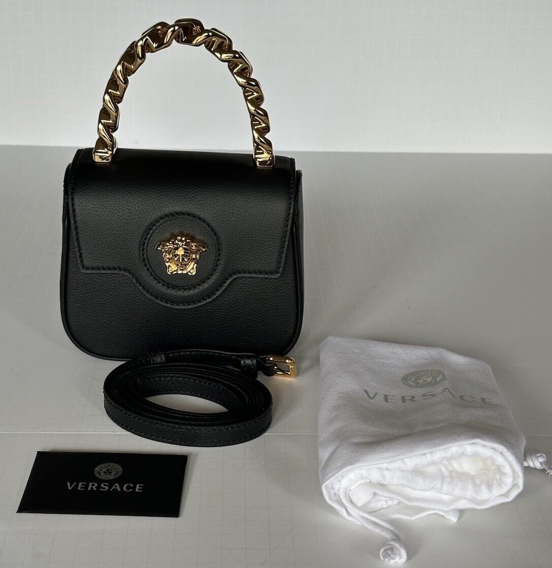 Versace Leather Black and Gold Chain Mini Top Handle Bag 1003016 IT NWT $1650