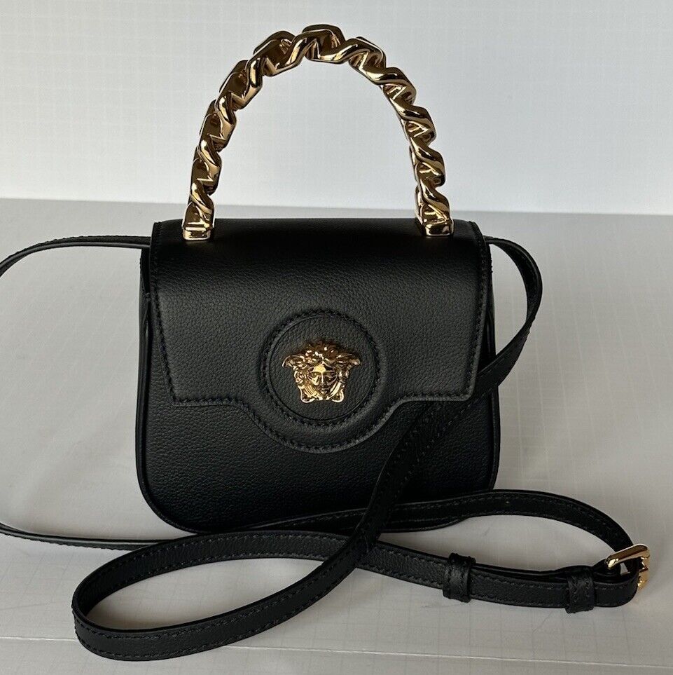 Versace Leather Black and Gold Chain Mini Top Handle Bag 1003016 IT NWT $1650