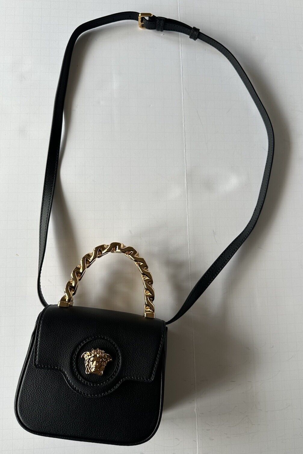 Versace Leather Black and Gold Chain Mini Top Handle Bag 1003016 IT NWT $1650