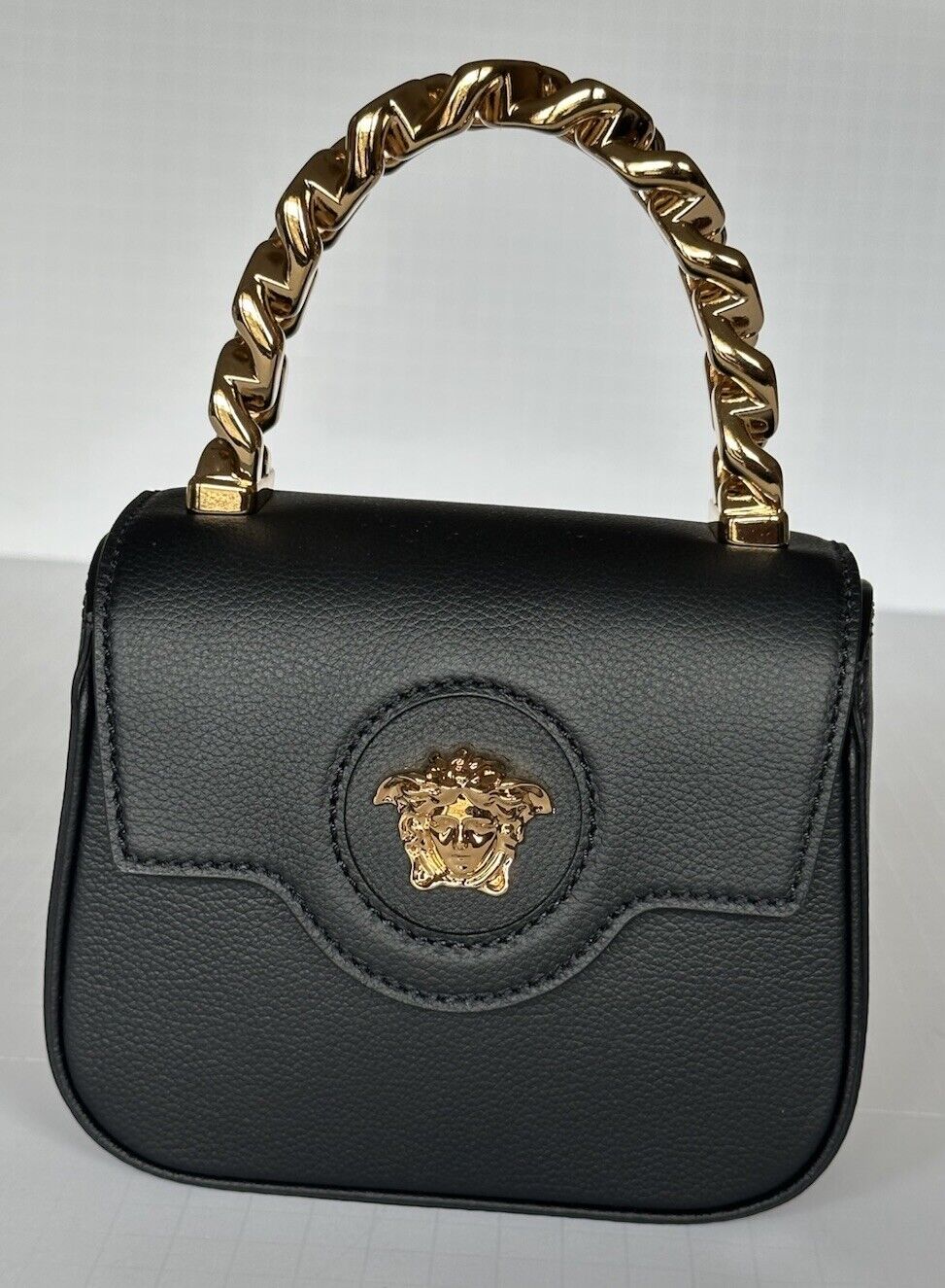 Versace Leather Black and Gold Chain Mini Top Handle Bag 1003016 IT NWT $1650